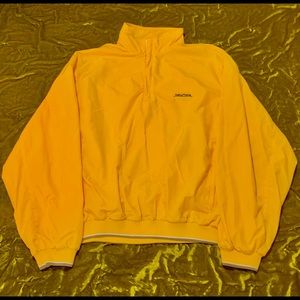 Vintage 90s Nautica Competition 1/4 Zip Windbreaker Pullover Yellow.